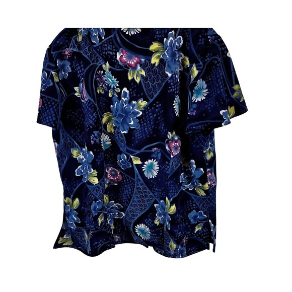 Womens Size XL Floral Patterned Womens Blouse Short Sleeve Button-Up - Picture 12 of 14